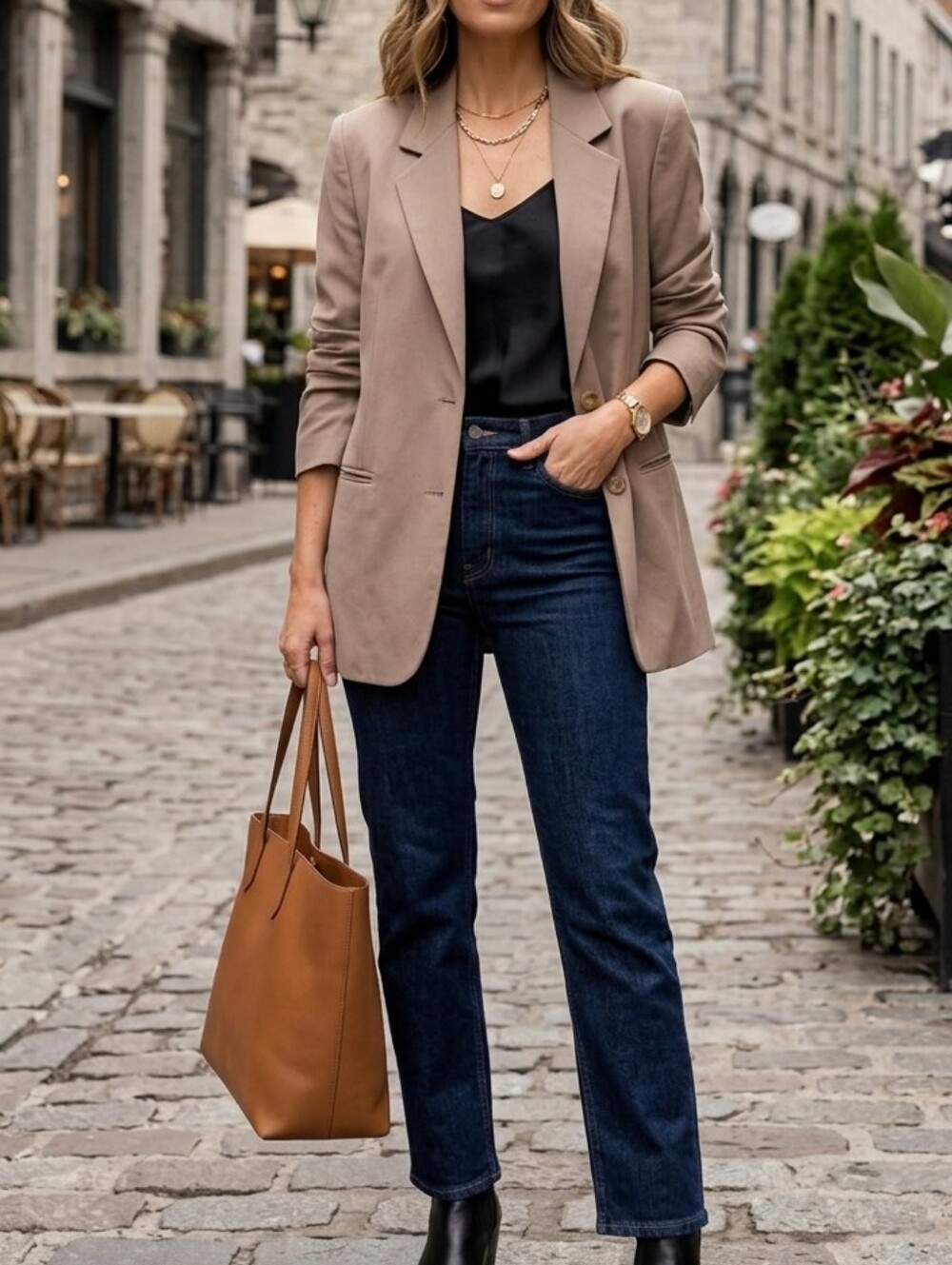 Talbots Taupe Single-Breasted Blazer Jacket